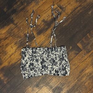 American Eagle Outfitters Navy Floral Crop Top